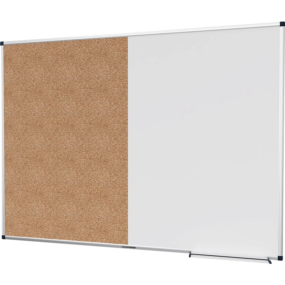 Kombiboard Legamaster UNITE, Pinboard & Whiteboard, B 1200 x T 12,6 x H 900 mm, lackierter Stahl & Naturkork, weiß & braun